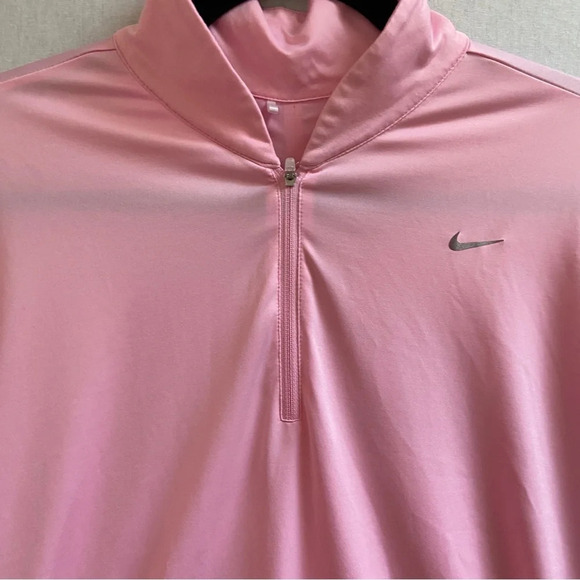 Nike Golf Tour Performance Pink Dri-fit mock neck 1/2 zip short sleeve Sz XL - Picture 3 of 8